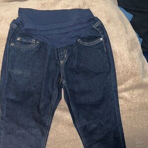Indigo Blue petite Medium Skinny Over The Belly Maternity Jeans